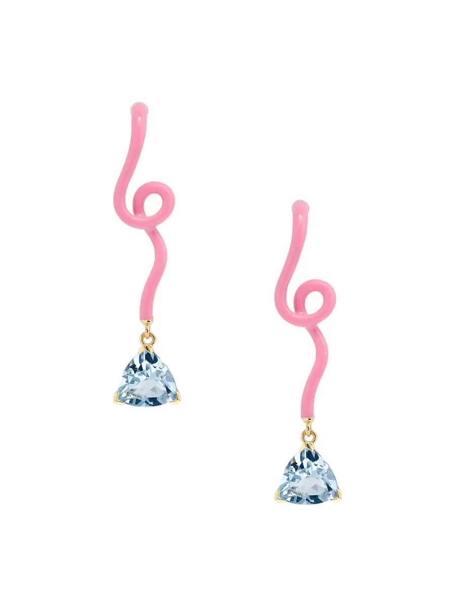 Youre So Vine Goldtone, Enamel & Blue Topaz Drop Earrings by Bea Bongiasca