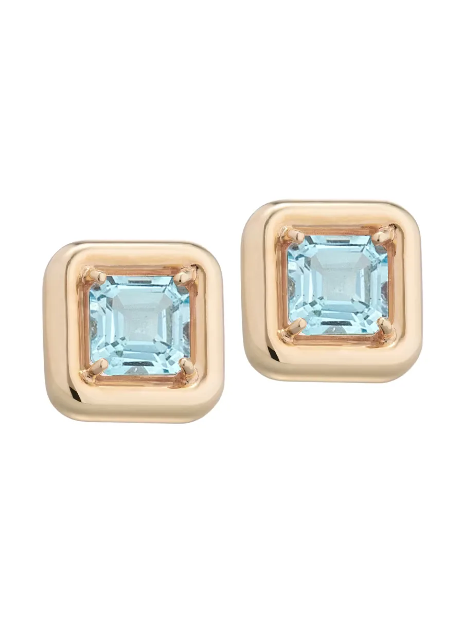 Candy 9K Yellow Gold & Rock Crystal Square Earrings by Bea Bongiasca