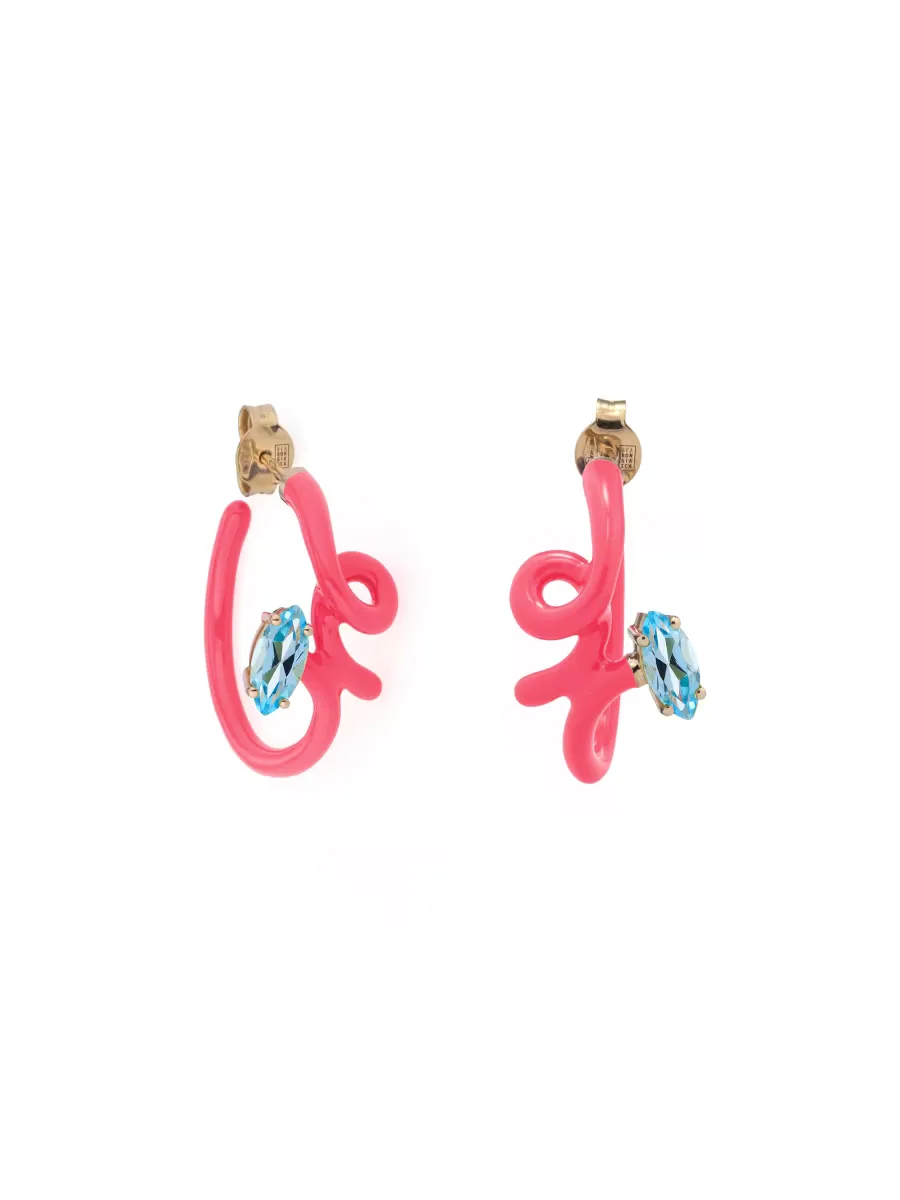 Youre So Vine Baby Vine 9K Yellow Gold, Blue Topaz & Enamel Earrings by Bea Bongiasca