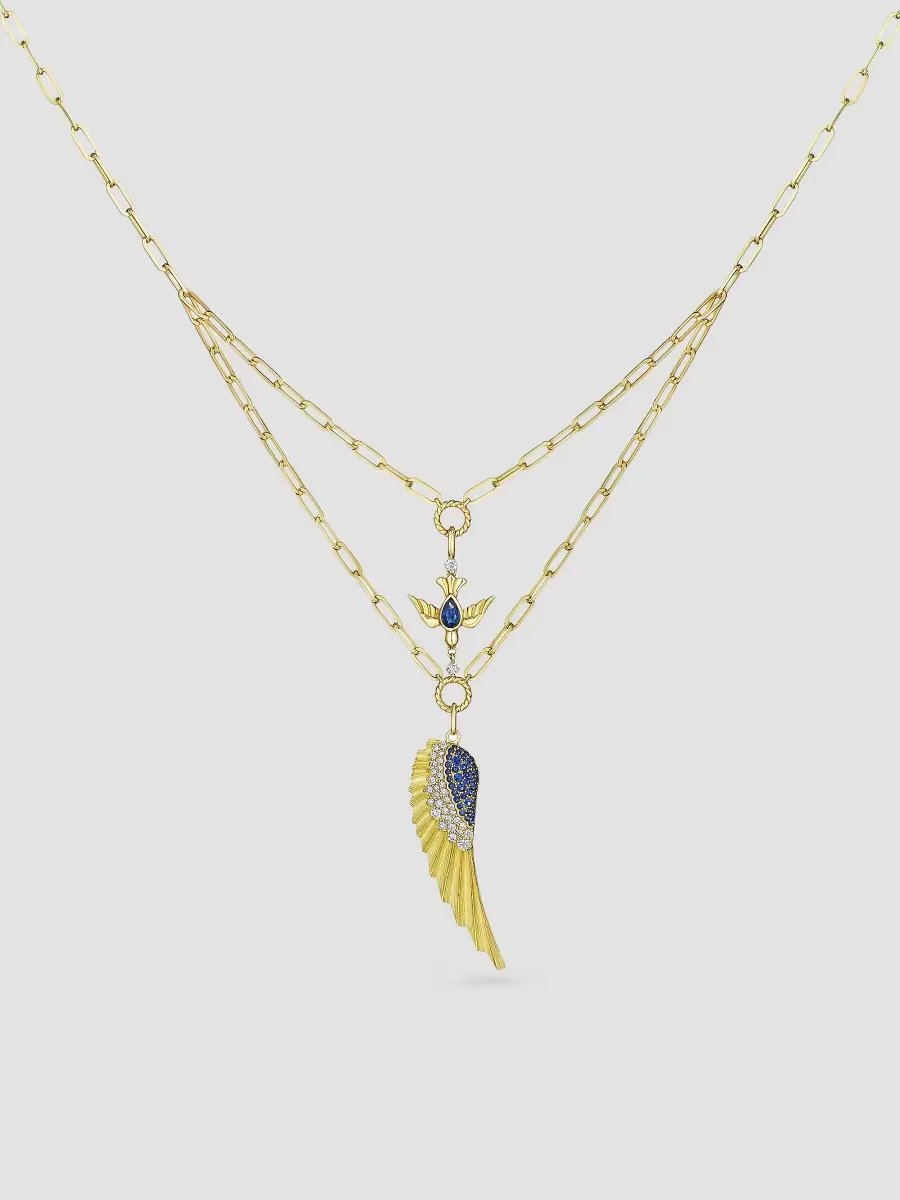 Penka 18K Yellow Gold, Blue Sapphire & 0.33 TCW Diamond Pendant Necklace by Hueb