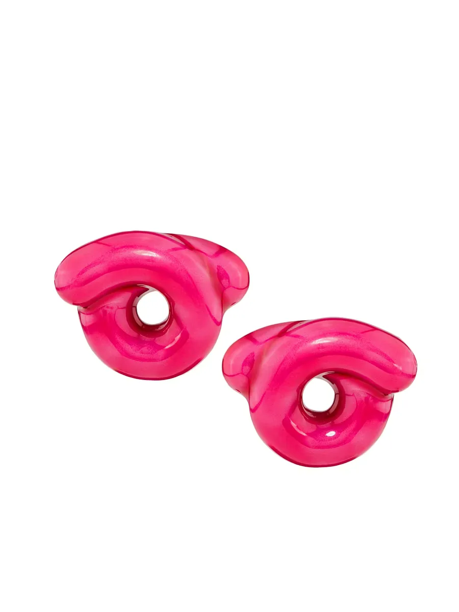 Tarallo Sterling Silver & Pink Enamel Stud Earrings by Bea Bongiasca