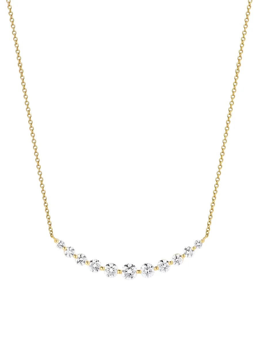 18K Yellow Gold & 1.00 TCW Diamond Curved Bar Pendant Necklace by Saks Fifth Avenue