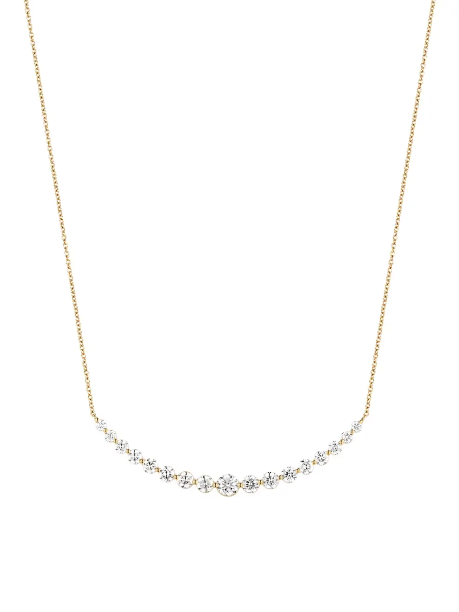 18K White Gold & 2.51 TCW Diamond Curved Bar Pendant Necklace by Saks Fifth Avenue