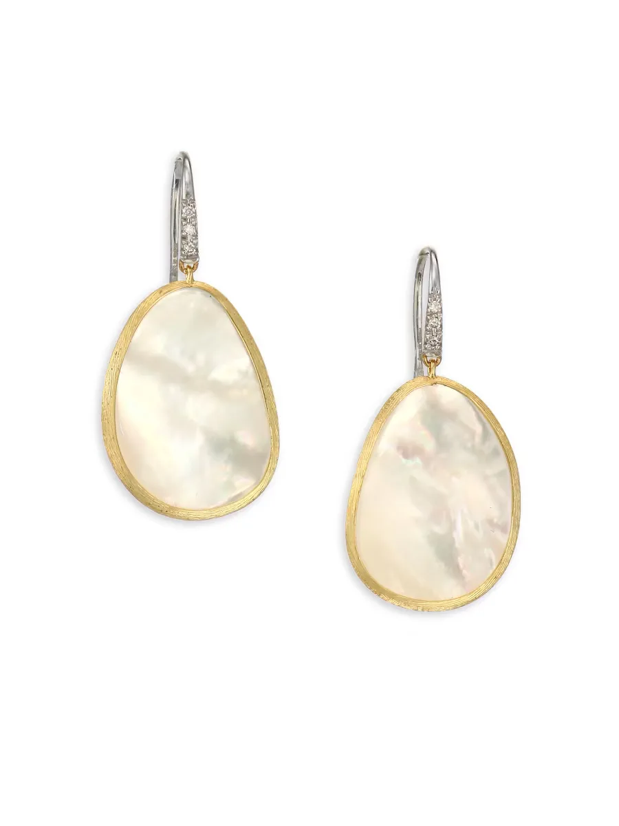 Lunaria Diamond, Mother-Of-Pearl & 18K Yellow Gold Drop Earrings by Marco Bicego