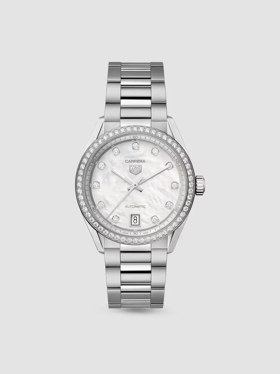 Carrera Stainless Steel, Mother-Of-Pearl & 0.88 TCW Diamond Bracelet Watch/36MM by TAG Heuer