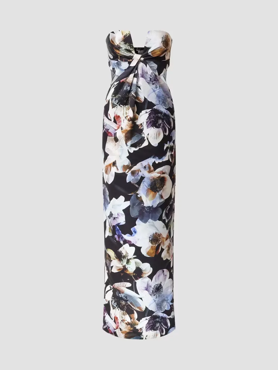 Roslyn Floral Strapless Column Gown