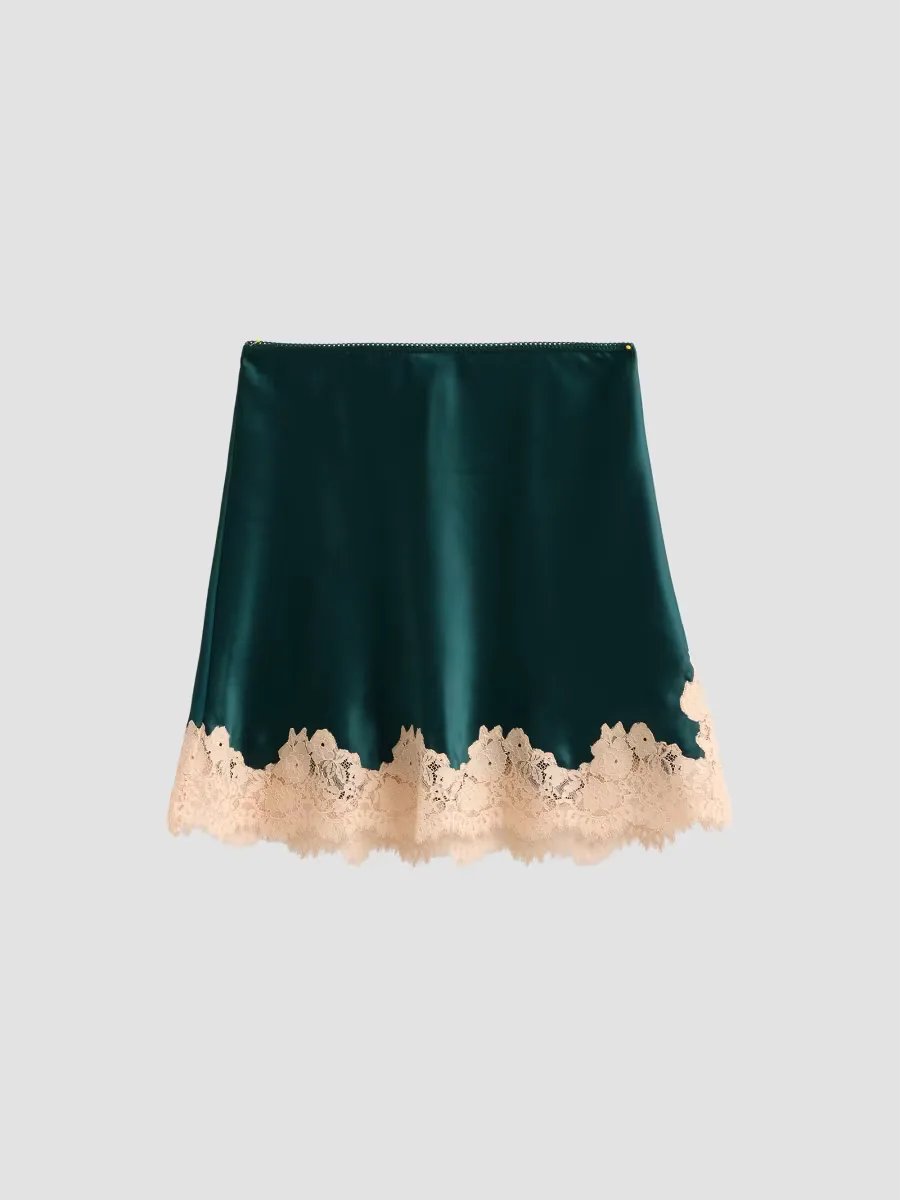 Giulietta Lace-Trim Silk Miniskirt