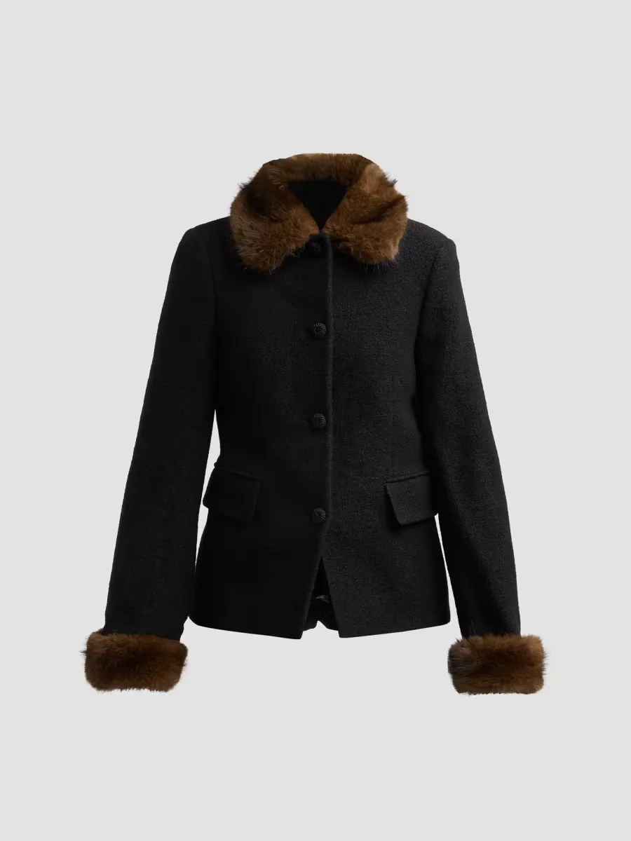 Lennon Faux-Fur Virgin Wool Jacket