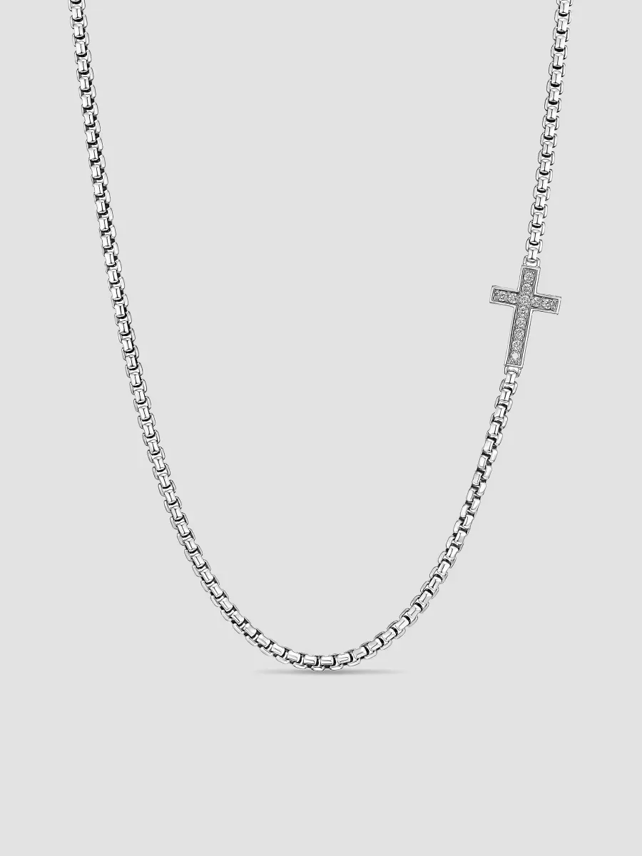 Streamline Cross Station Necklace in Sterling Silver - 26" by David Yurman
