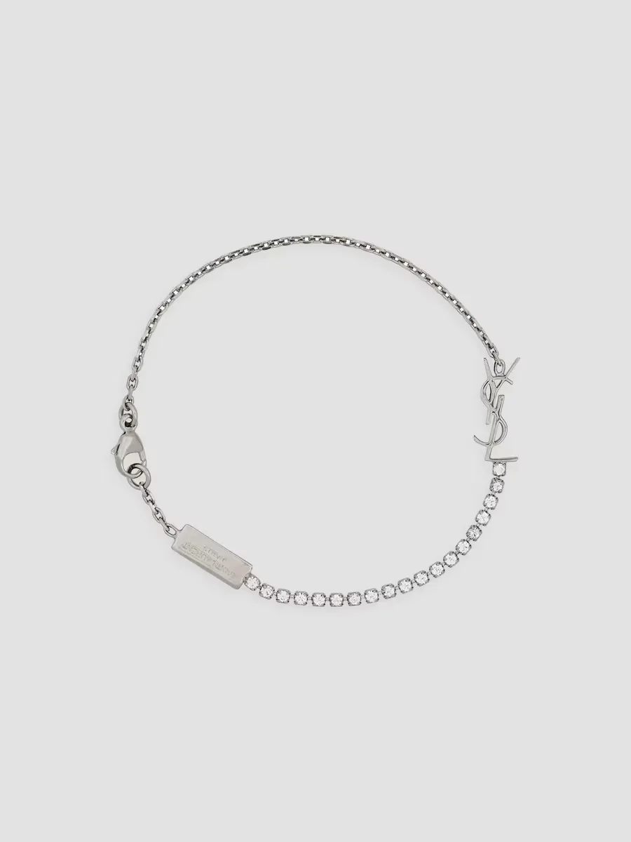 Cassandre Charm Bracelet in Metal and Rhinestone by Saint Laurent
