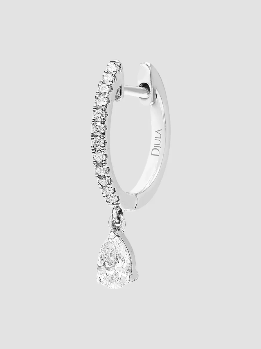Glam Rock 18K White Gold & Diamond Single Huggie Hoop Earring by Djula