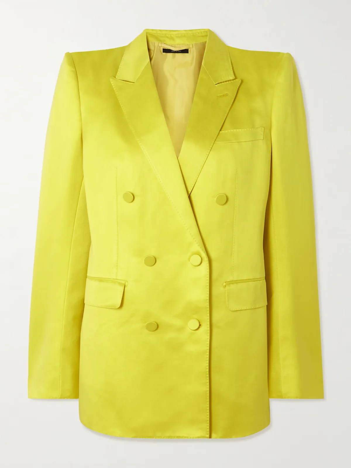 - Double-breasted Cotton And Silk-blend Hammered-satin Blazer -