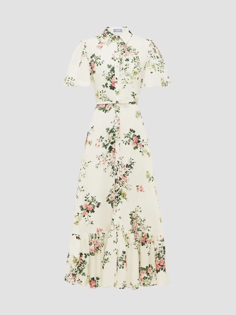 Sojourn Becca Floral Linen-Blend Belted Dress