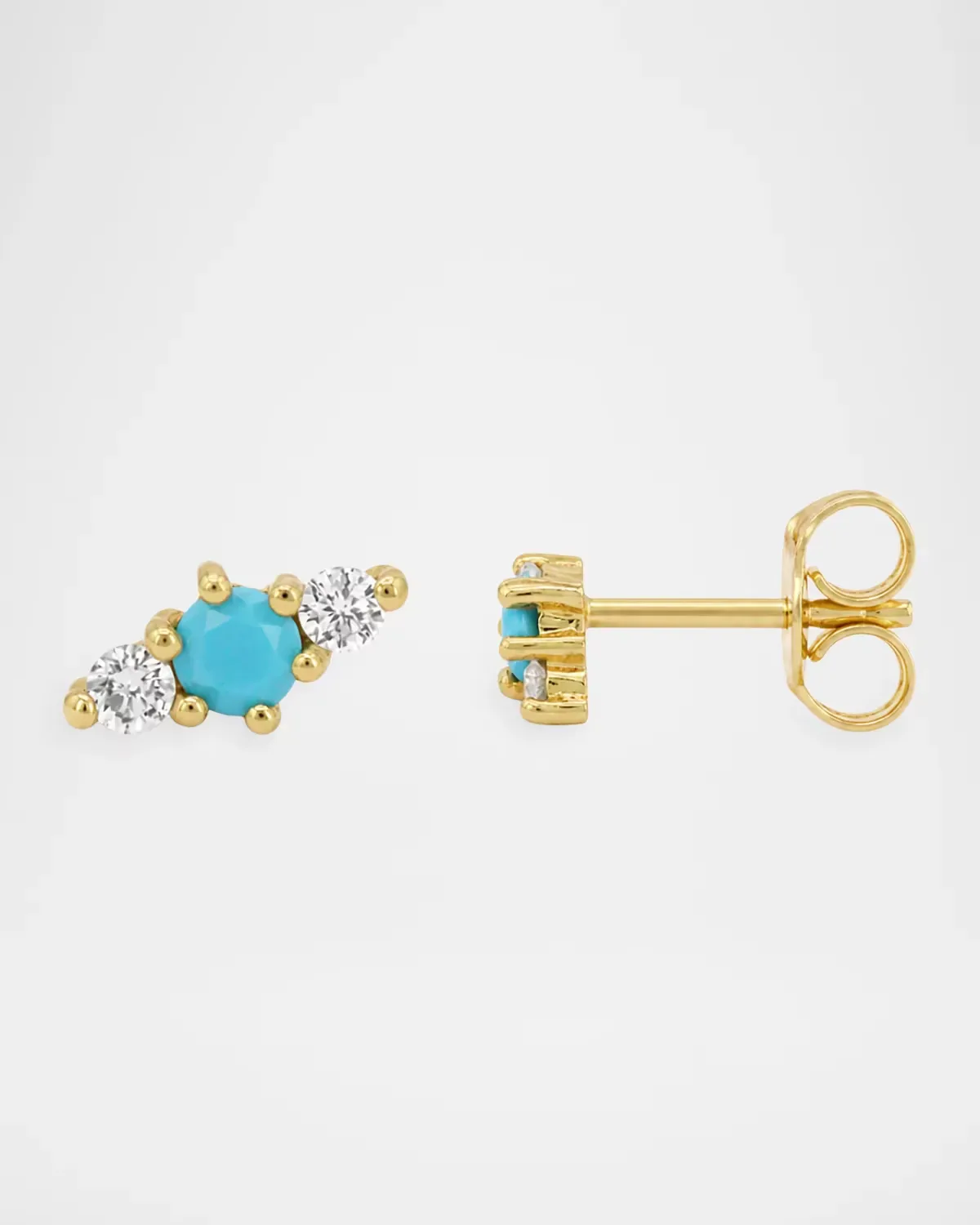 18K Triple Round Gemstone Stud Earrings by Wren