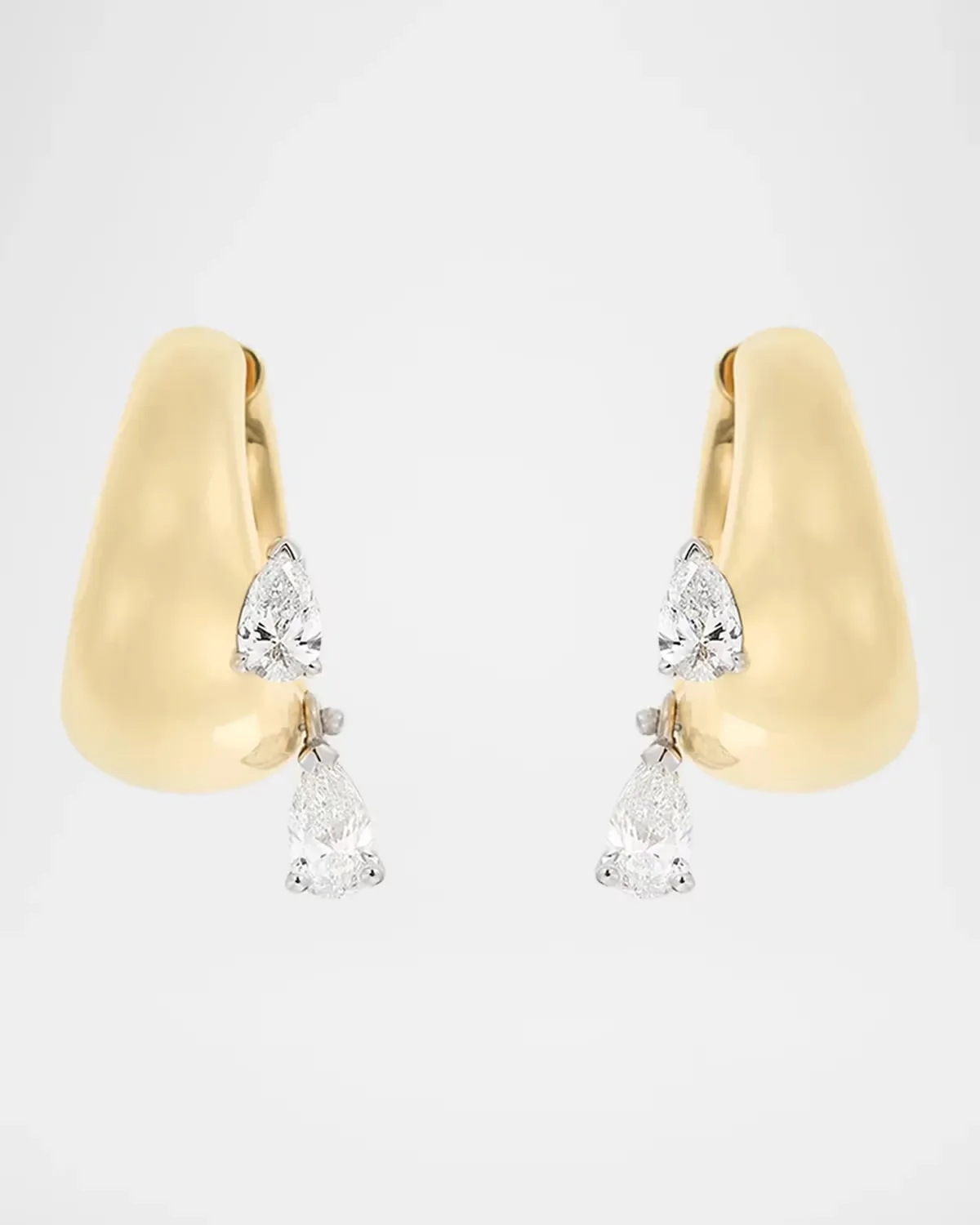 18K Yellow Gold ME Diamond-Pear Huggie Earrings by Nikos Koulis