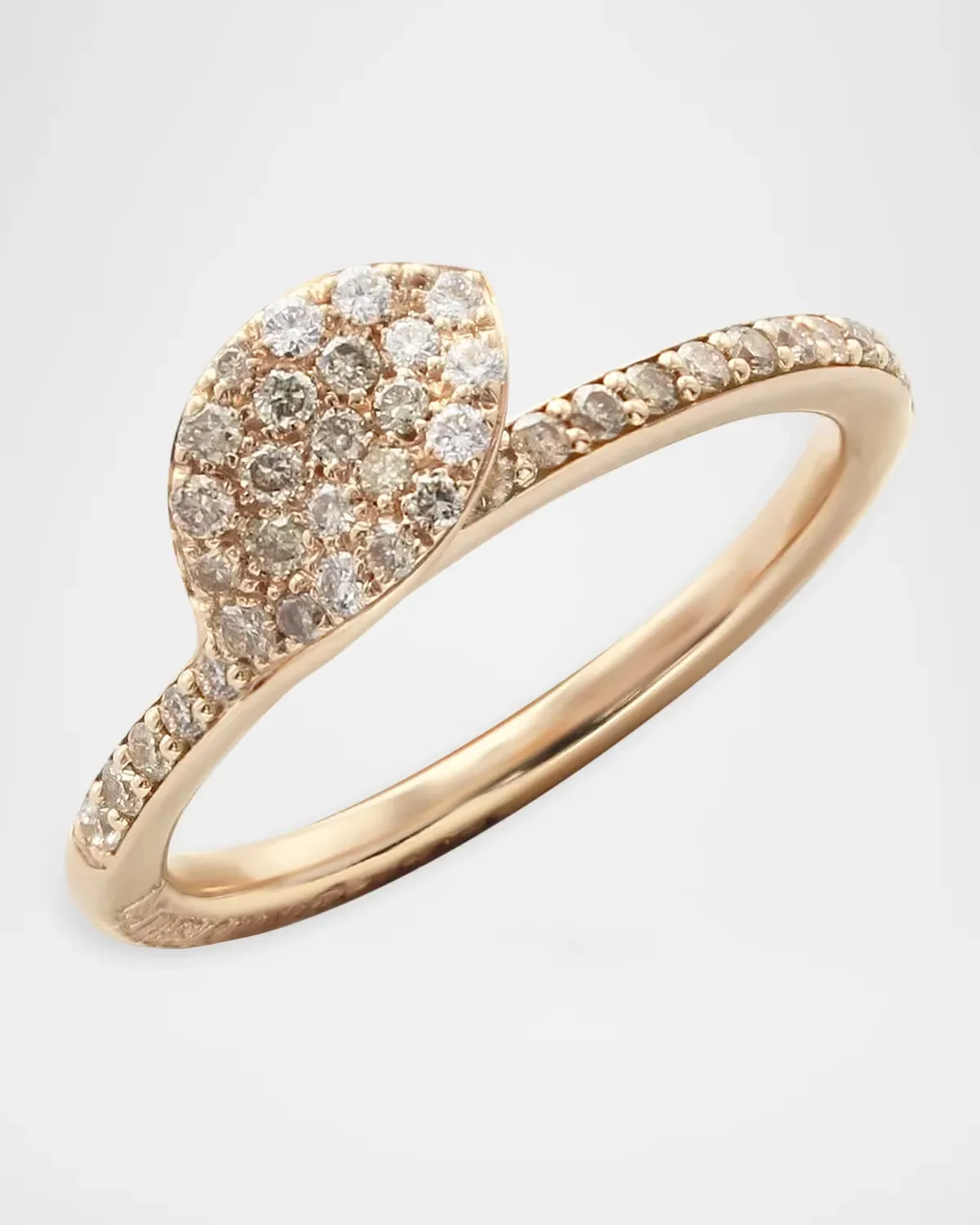 Giardini Segreti 18k Rose Gold Diamond Leaf Ring by Pasquale Bruni