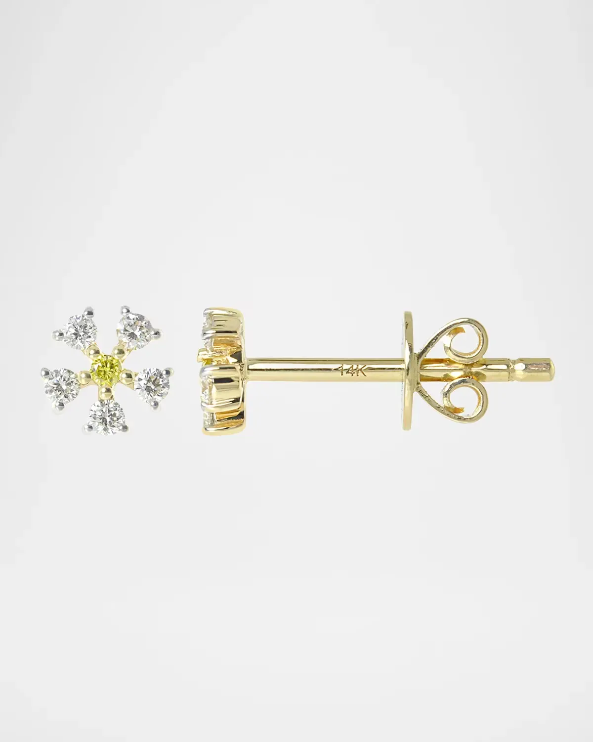 14K Diamond Daisy Stud Earring, Single by Wren