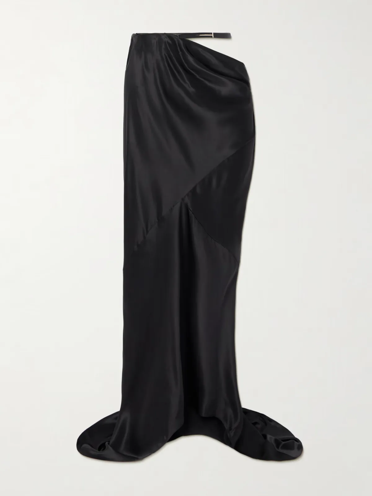 - Belted Draped Silk-satin Maxi Skirt -