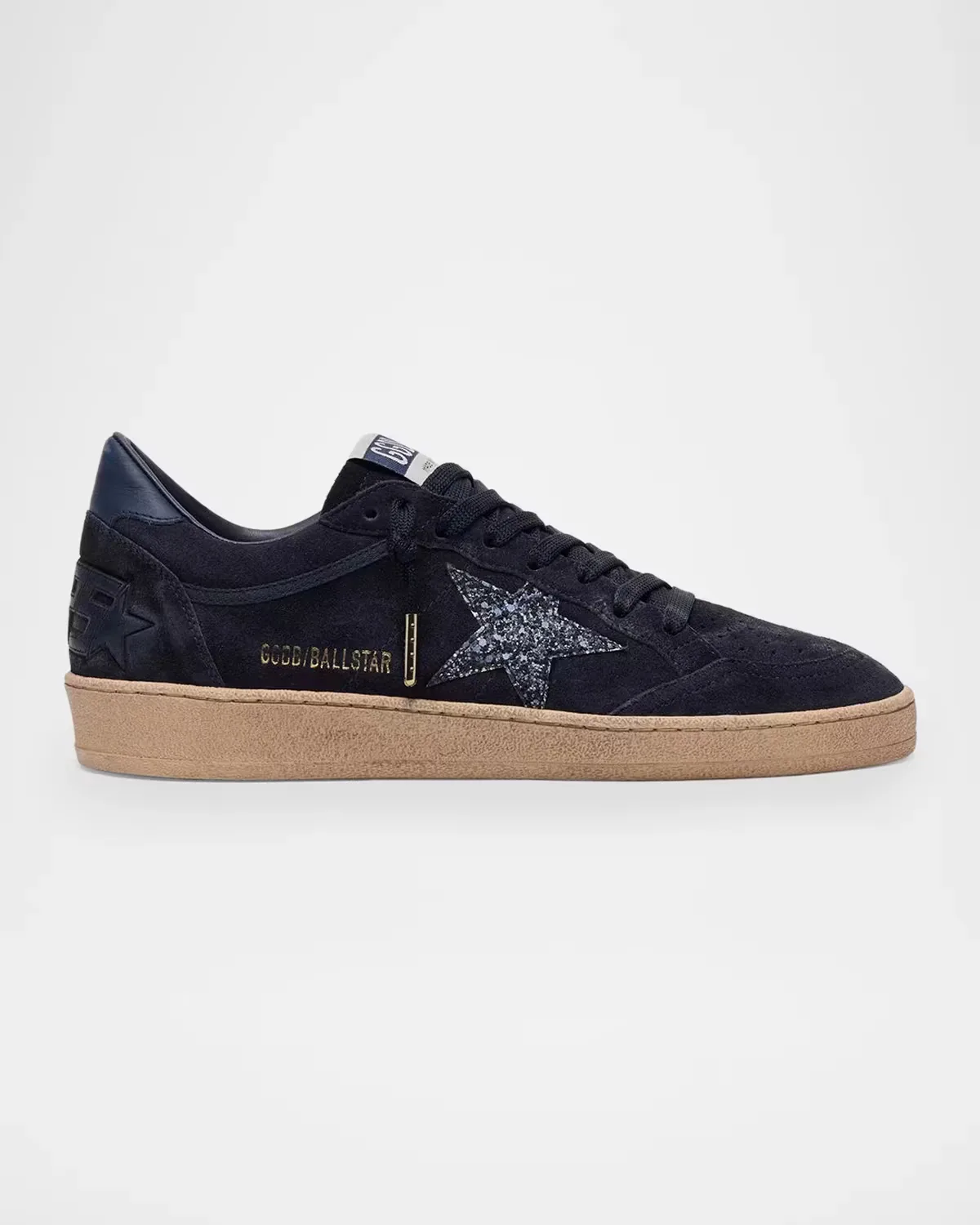 Ball Star Suede and Glitter Low-Top Sneakers by Golden Goose
