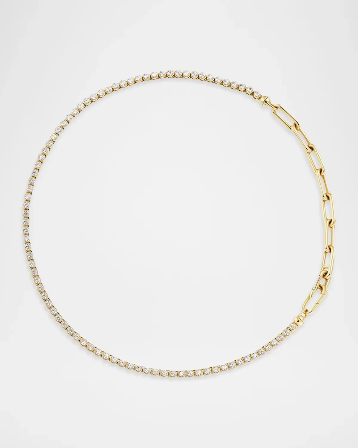 18K Yellow Gold Diamond Bezel and Chain Extender Necklace by Uniform Object
