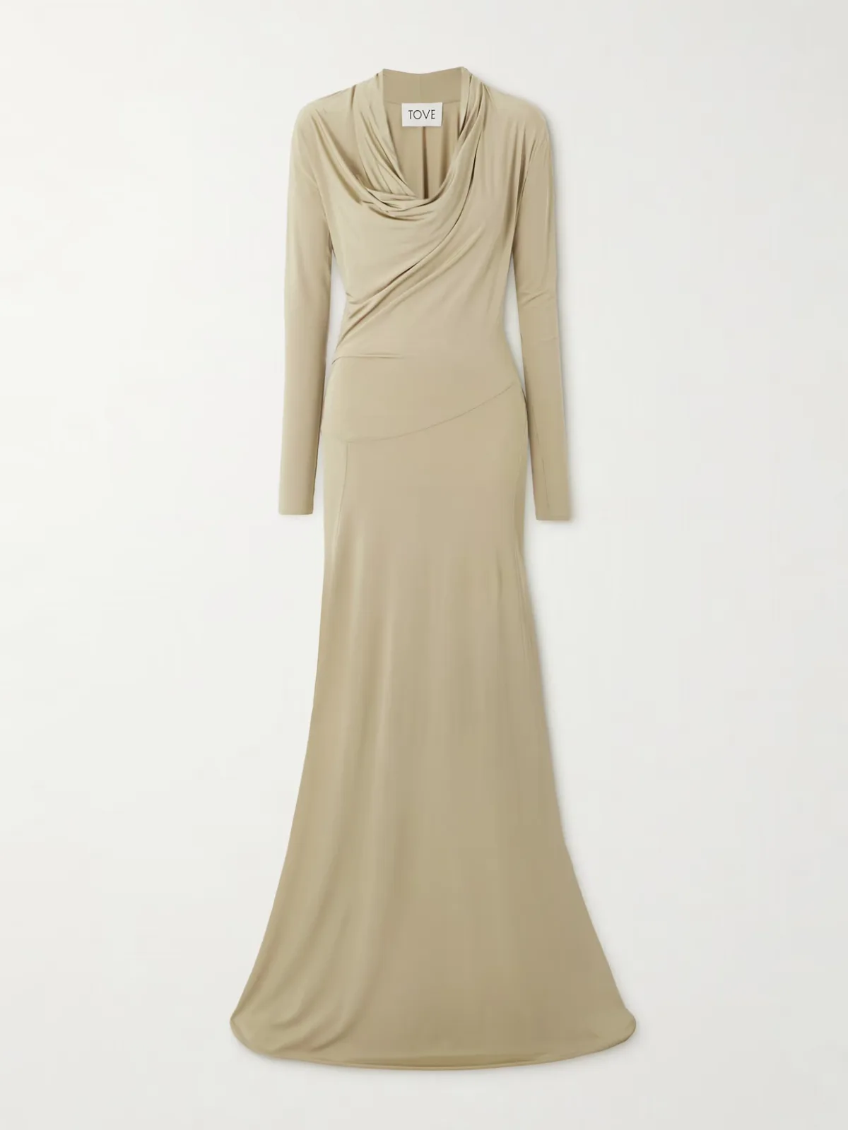 - Vevina Draped Pleated Jersey Maxi Dress -