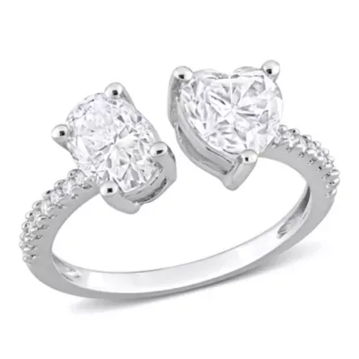 Lab Created White Moissanite 2-Stone Ring in Sterling Silver by Belk & Co