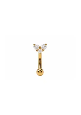 14K Solid Gold CZ Heart Rook Cartilage by Zahav Jewelry