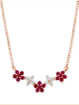 14K Gold Diamond and Precious Gemstone Necklace, 17 In by Lali Jewels