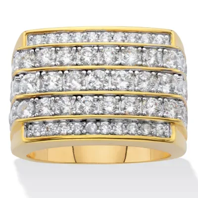 2.99 Cttw. Round Cubic Zirconia 14K Gold Plated Multi Row Step Top Ring by Seta Jewelry