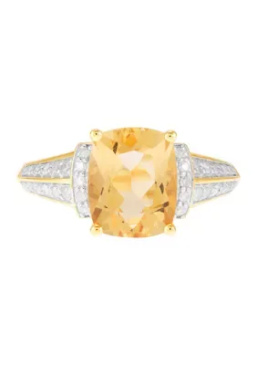 1/5 Ct.t.w Lab Grown Diamond and Citrine Ring in Gold Over Sterling Silver by Belk & Co