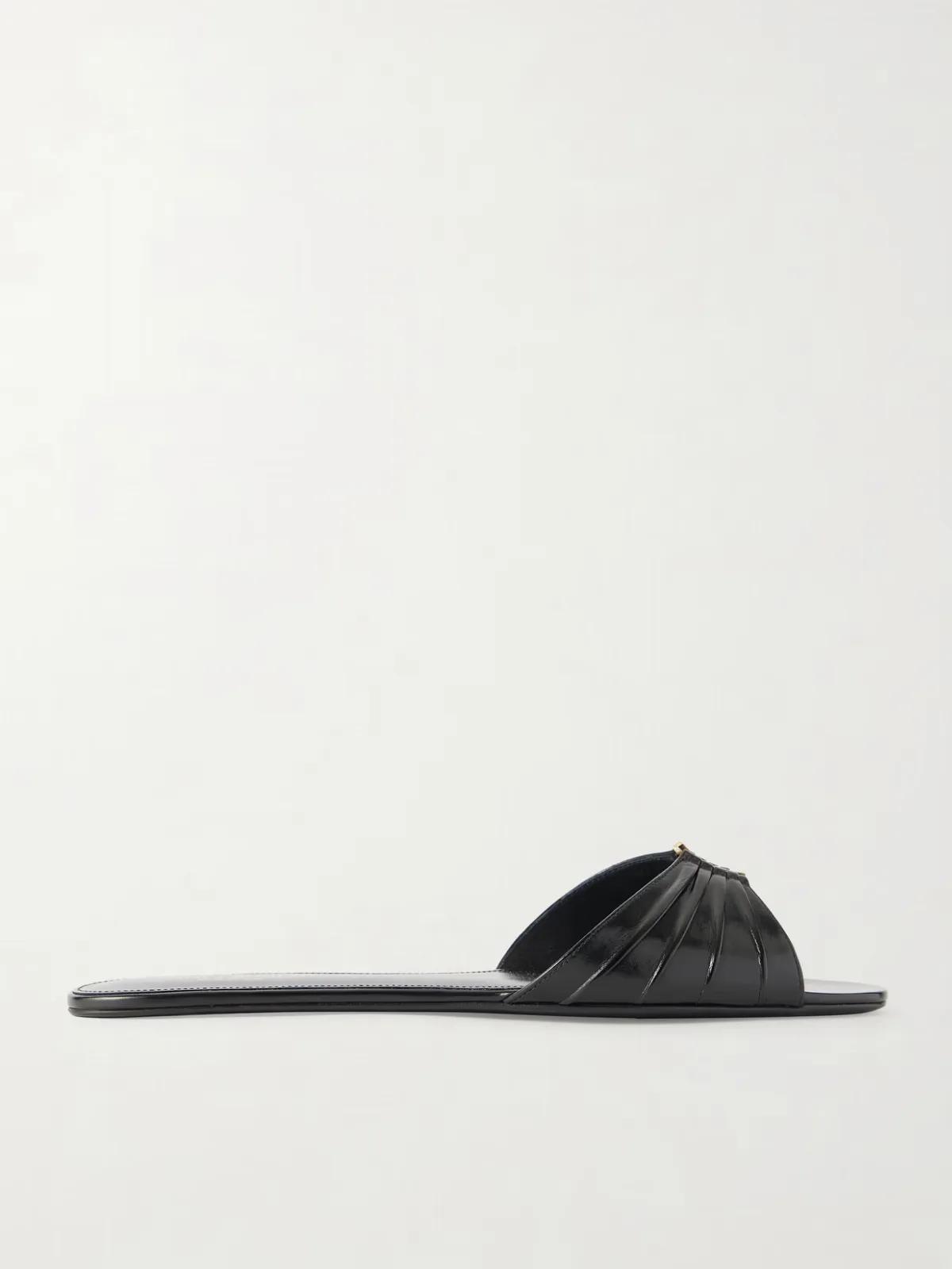 - Babylone Embellished Gathered Glossed-leather Slides -