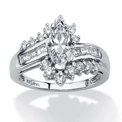 1.65 TCW Marquise Cut Cubic Zirconia Ring in Platinum-Plated Sterling Silver by Seta Jewelry