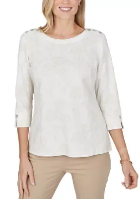 Cityscape Solid Floral Jacquard Top