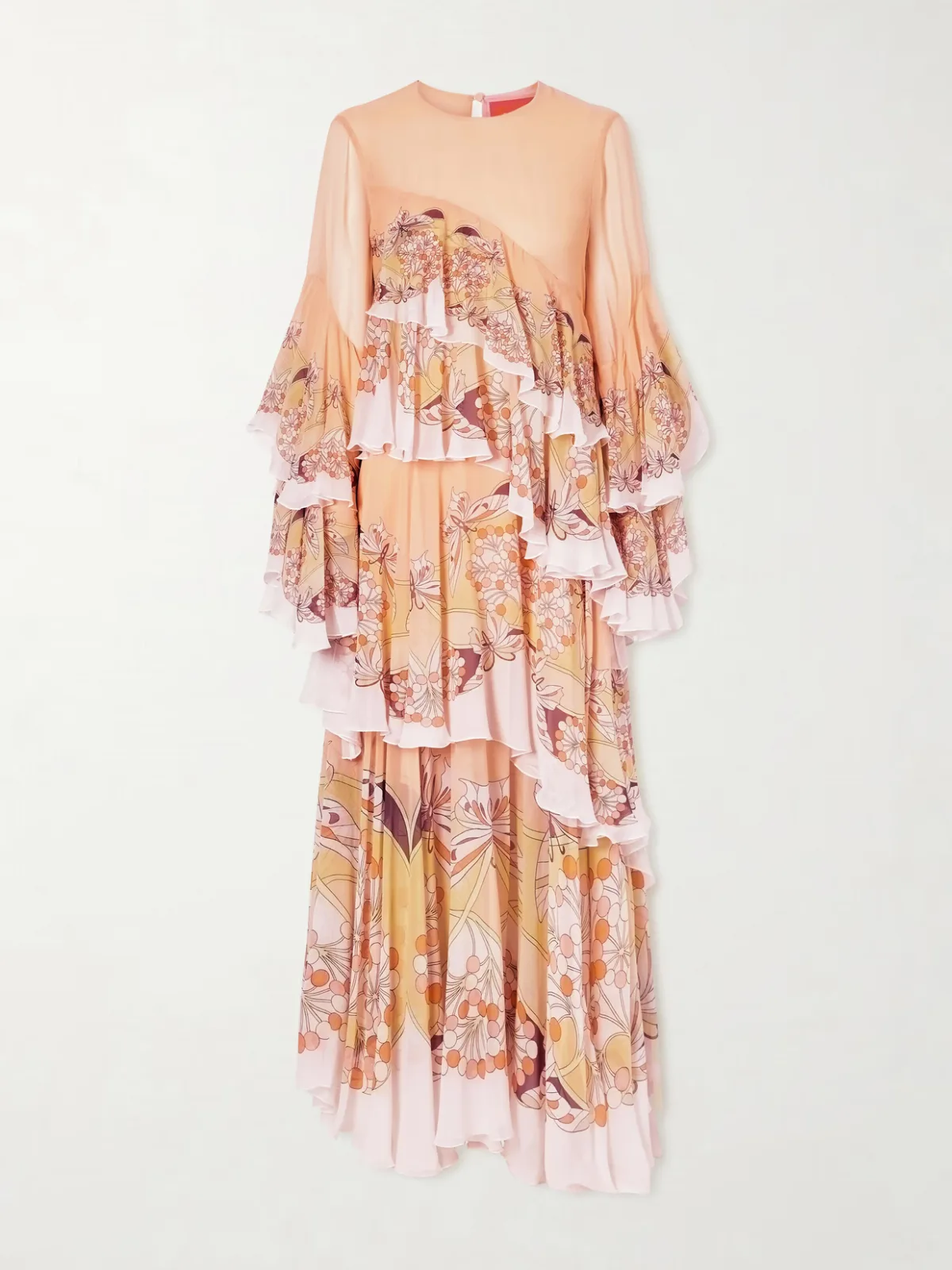 - Naiad Asymmetric Tiered Floral-print Silk-chiffon Maxi Dress -