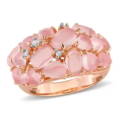 Diamond & Rose Quartz Ring in Rose Plated Sterling Silver by Belk & Co