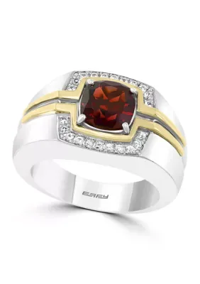 Sterling Silver and 14K Yellow Gold Garnet and White Sapphire Ring by Effy