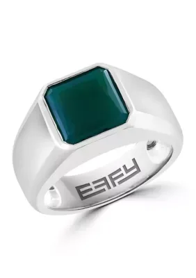 Sterling Silver Green and Onyx Ring by Effy