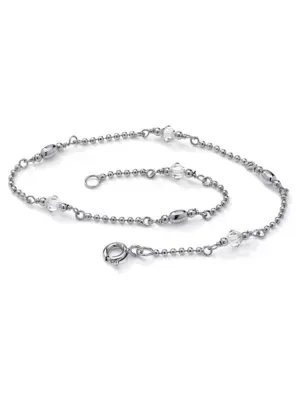 Simulated Birthstone Platinum Plated Silver Ankle Bracelet 11 by Seta Jewelry