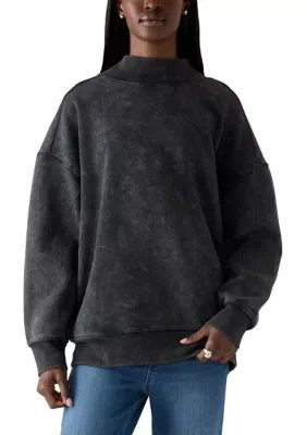 Mock Neck Drop Shoulder Sweatshirt