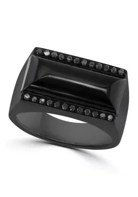 Black PVD Sterling Silver Spinel Ring by Effy
