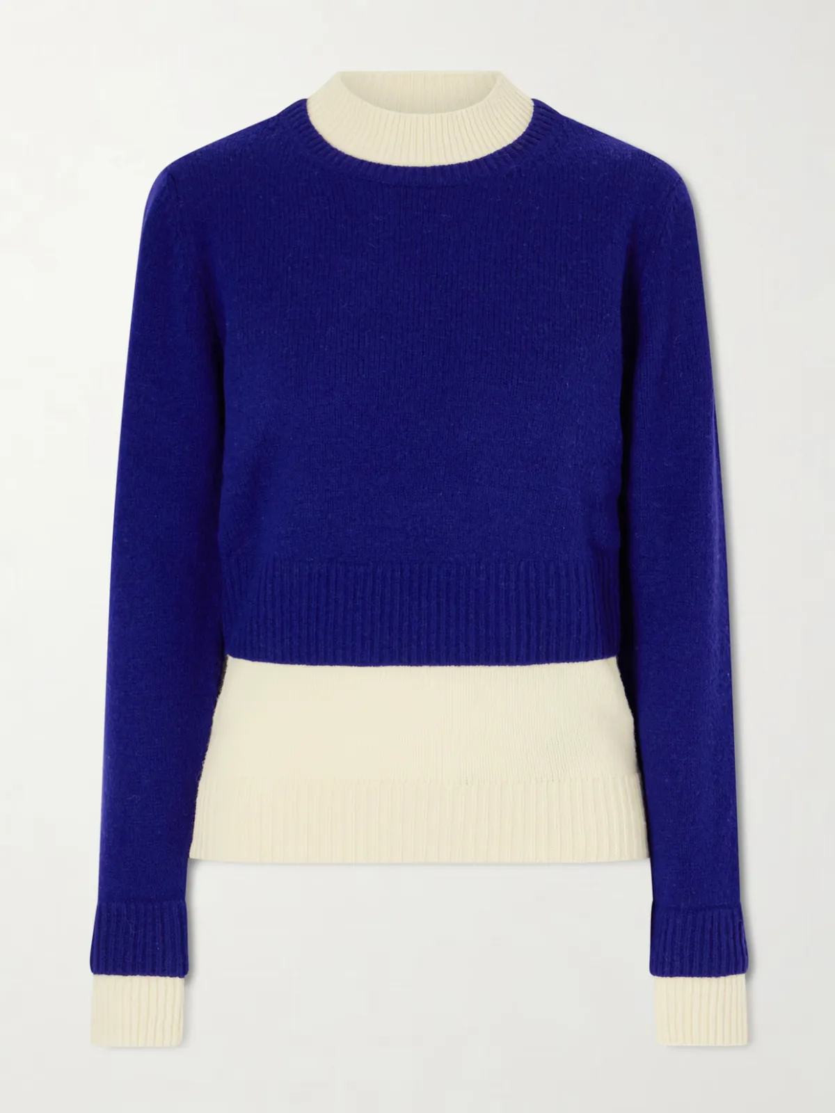 - Two-tone Layered Wool-blend Sweater -