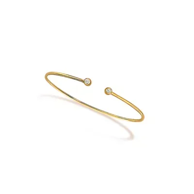 Lab Created 10K Yellow Gold Plated Sterling Silver Lab Grown Diamond Accent Bezel Cuff Bangle Bracelet by Haus of Brilliance