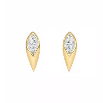 Lab Created 1/3 Cttw Lab-Grown Diamond Marquise-Accent Stud Earrings Sterling Silver and 14K Yellow Gold Plated Sterling Silver by Belk & Co