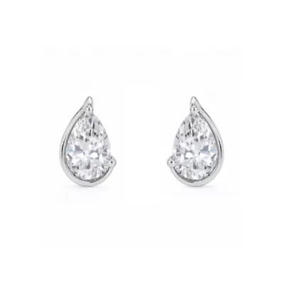 Lab Created 1 Cttw Lab-Grown Diamond Pear-Shaped Stud Earrings Sterling Silver and 14K Yellow Gold Plated Sterling Silver by Belk & Co