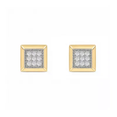 Lab Created 1/10 Cttw Lab-Grown Diamond Square-Framed Pav Stud Earrings Sterling Silver and 14K Yellow Gold Plated Sterling Silver by Belk & Co