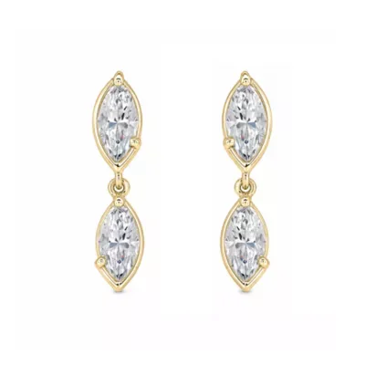 Lab Created 1 Cttw Lab-Grown Diamond Double Marquise Drop Earrings Sterling Silver and 14K Yellow Gold Plated Sterling Silver by Belk & Co