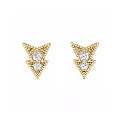 Lab Created Lab-Grown Diamond Accent Double-Arrow Chevron Stud Earrings Sterling Silver and 14K Yellow Gold Plated Sterling Silver by Belk & Co