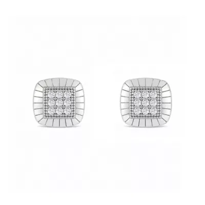 Lab Created 1/10 Cttw Lab-Grown Diamond Fluted Cushion Cluster Stud Earrings Sterling Silver and 14K Yellow Gold Plated Sterling Silver by Belk & Co
