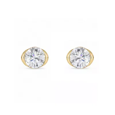 Lab Created 1 Cttw Lab-Grown Diamond Round Illusion-Set Stud Earrings Sterling Silver and 14K Yellow Gold Plated Sterling Silver by Belk & Co