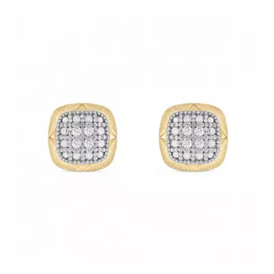 Lab Created Lab-Grown Diamond Accent Cushion-Shaped Pav Stud Earrings Sterling Silver and 14K Yellow Gold Plated Sterling Silver